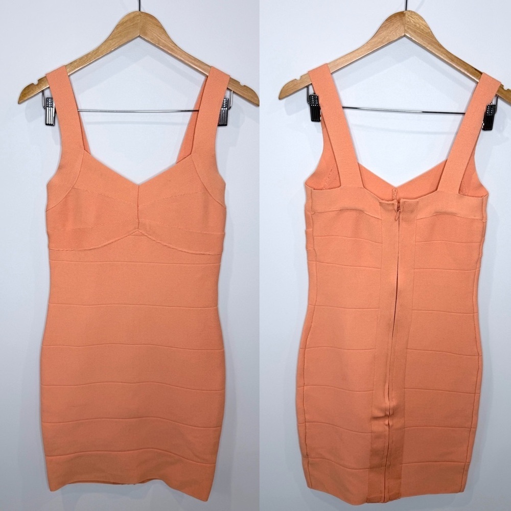 Hot Miami Styles Peach Bandage Bodycon Mini Dress